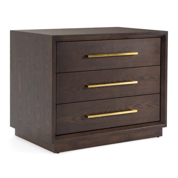 VIG Furniture Manhattan Luxe Bedside Chest With Gold-Tone Hardware, Three Drawers, Solid Wood & Mdf Craftsmanship Brown Nightstand VGMA-BR-127-NS-CRY