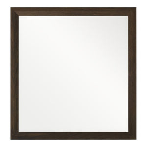 VIG Furniture Manhattan Brown Oak Mirror — 40"X42" Contemporary Solid Wood Frame, Minimalist Warm Elegance VGMA-BR-127-MIR-CRY
