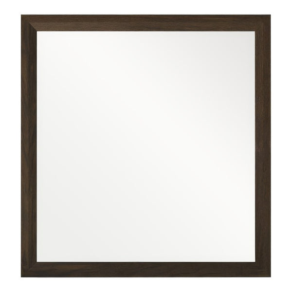 VIG Furniture Manhattan Brown Oak Mirror — 40"X42" Contemporary Solid Wood Frame, Minimalist Warm Elegance VGMA-BR-127-MIR-CRY