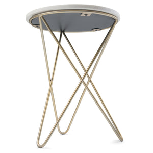 English Elm Gabon Marble Accent Table White Top with Gold Hairpin Legs — Modern End/Side Table, 18" H B136P159932