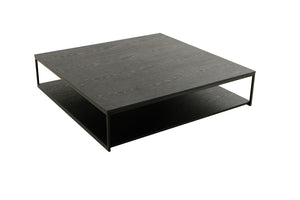 VIG Furniture Manny Modern Square Coffee Table With Double-Height Shelf, Black Ash Veneer & Matte Iron Frame VGOD-LZ-287RC-B-CT