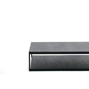 VIG Furniture Manny Modern Square Coffee Table With Double-Height Shelf, Black Ash Veneer & Matte Iron Frame VGOD-LZ-287RC-B-CT