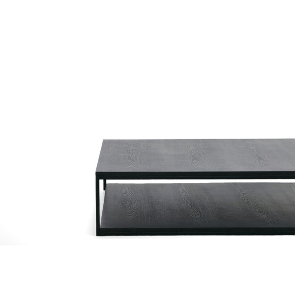 VIG Furniture Manny Modern Square Coffee Table With Double-Height Shelf, Black Ash Veneer & Matte Iron Frame VGOD-LZ-287RC-B-CT