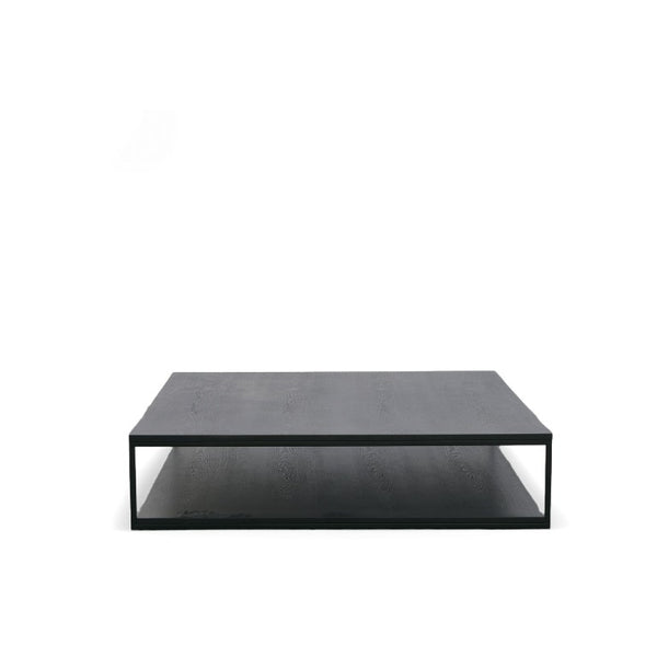 VIG Furniture Manny Modern Square Coffee Table With Double-Height Shelf, Black Ash Veneer & Matte Iron Frame VGOD-LZ-287RC-B-CT