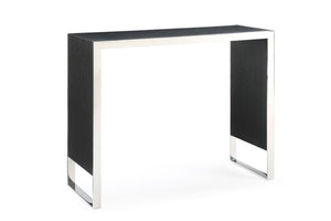VIG Furniture Manston Black Oak & Brushed Stainless Bar Table — Modern Minimalist Counter, Ready-To-Use Elegance VGVCBT1935-BLK