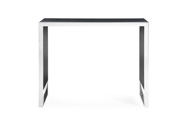 VIG Furniture Manston Black Oak & Brushed Stainless Bar Table — Modern Minimalist Counter, Ready-To-Use Elegance VGVCBT1935-BLK
