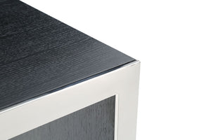 VIG Furniture Manston Black Oak & Brushed Stainless Bar Table — Modern Minimalist Counter, Ready-To-Use Elegance VGVCBT1935-BLK