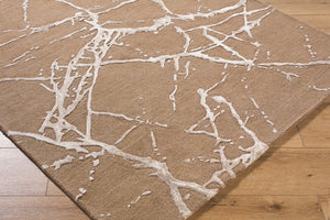 Surya Marmo Handmade 2' X 3' Arts & Crafts Style Rug - Luxurious Viscose & Wool Blend For Modern Homes 'Taupe Wool,Viscose Mao2301-23