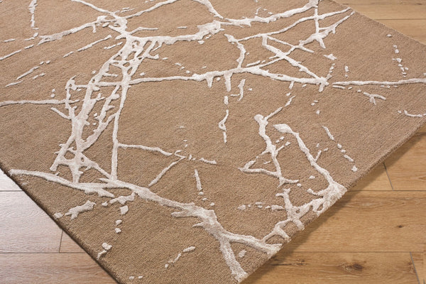 Surya Marmo Handmade 2' X 3' Arts & Crafts Style Rug - Luxurious Viscose & Wool Blend For Modern Homes 'Taupe Wool,Viscose Mao2301-23