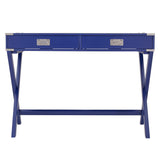 Homelegance By Top-Line Beatrix X-Base Wood Accent Campaign Writing Desk Blue MDF