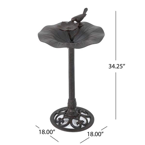 English Elm Christopher Knight Home® - e Elegant Lancaster Outdoor Aluminum & Iron Bird Bath Bronze — Durable Stable Base, Detailed Concave Bowl for Garden Charm and Wildlife Appeal 61696.00BZE