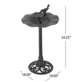 Christopher Knight Home® - Noble House - Lancaster Outdoor Bronze Finished Aluminum Top Bird Bath with Iron Base