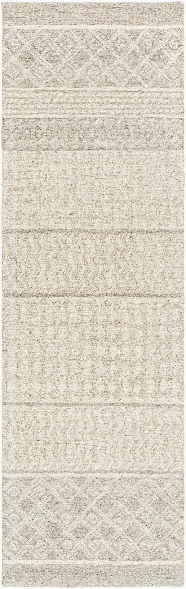 Livabliss Maroc Hand Tufted Wool Area Rug Global Pattern for Living Room or Dining Space Medium Gray, Oa 2'6" x 6' MAR2300-266