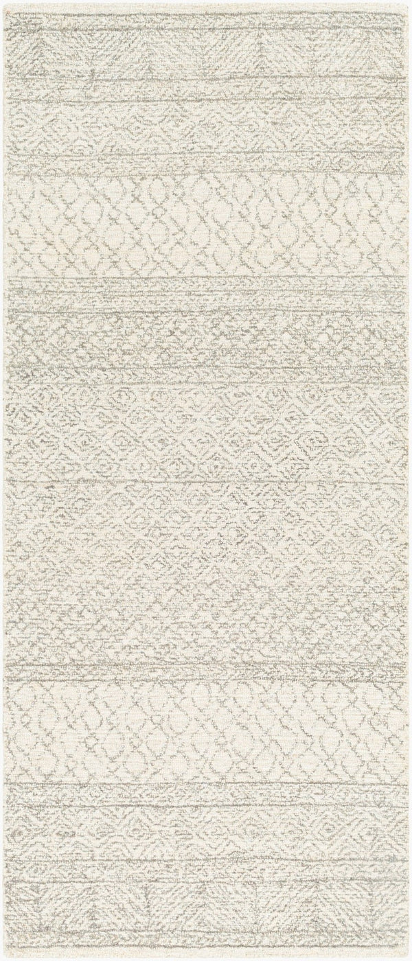 Livabliss Maroc Hand Tufted Wool Area Rug Global Bohemian Pattern for Living and Dining Spaces Ivory, Gray 2'6" x 6' MAR2302-266