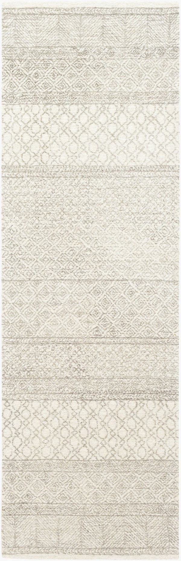 Livabliss Maroc Hand Tufted Wool Area Rug Global Bohemian Pattern for Living and Dining Spaces Ivory, Gray 2'6" x 8' MAR2302-268