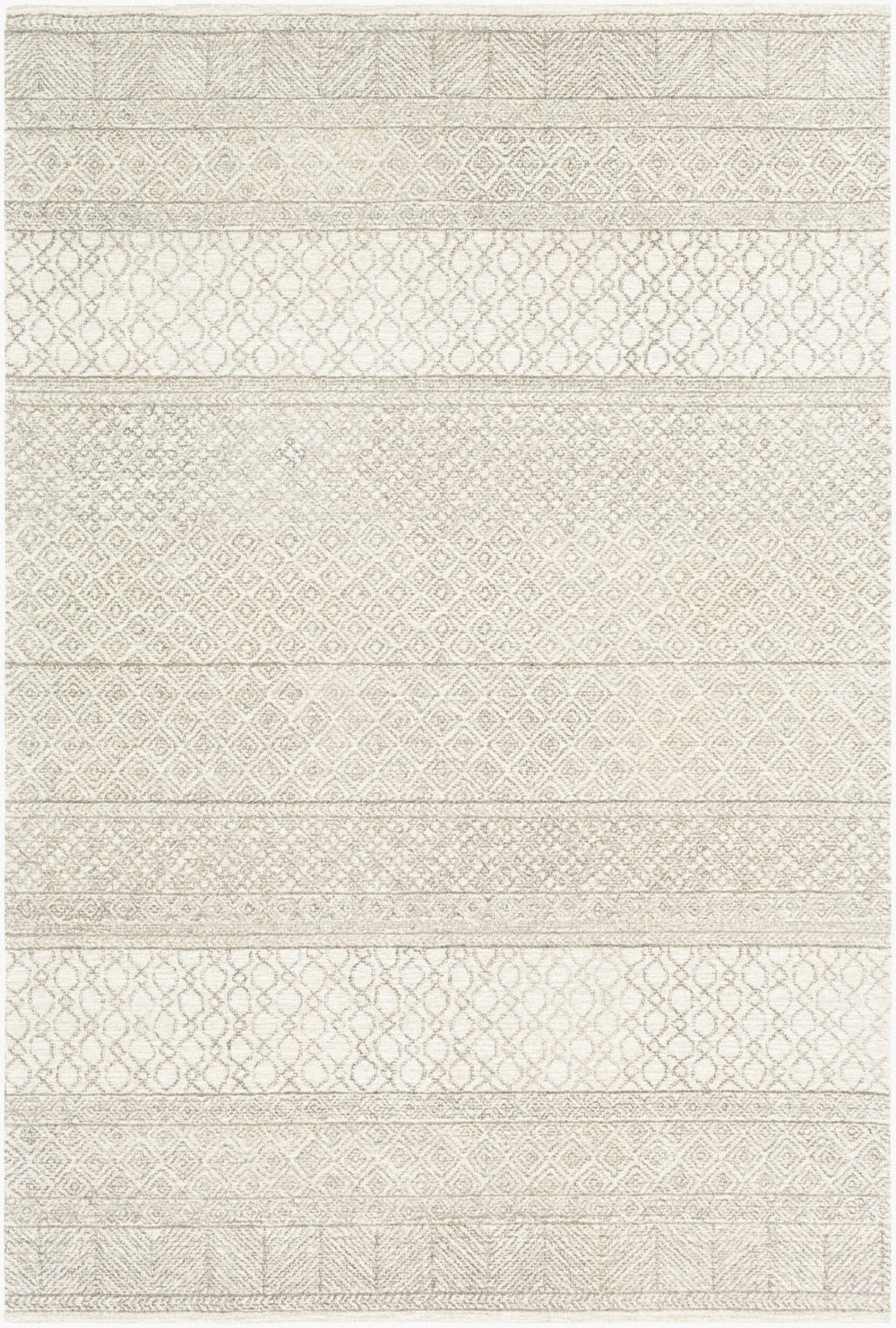 Livabliss Maroc Hand Tufted Wool Area Rug Global Bohemian Pattern for Living and Dining Spaces Ivory, Gray 8' x 8' Square MAR2302-8SQ