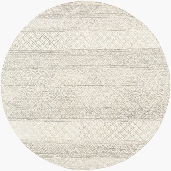 Livabliss Maroc Hand Tufted Wool Area Rug Global Bohemian Pattern for Living and Dining Spaces Ivory, Gray 4' x 4' Round MAR2302-4RD