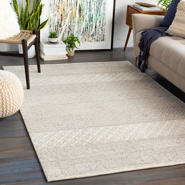Livabliss Maroc Hand Tufted Wool Area Rug Global Bohemian Pattern for Living and Dining Spaces Ivory, Gray 8' x 8' Square MAR2302-8SQ