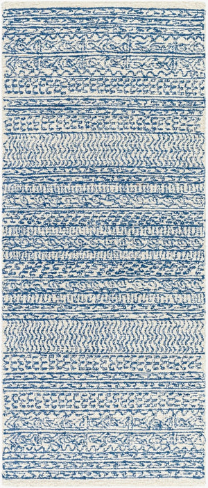 Livabliss Maroc Hand-tufted Wool Area Rug Global Pattern Low Pile Living Room Floor Accent Dark Blue, Oatm 3' x 12' MAR2304-312