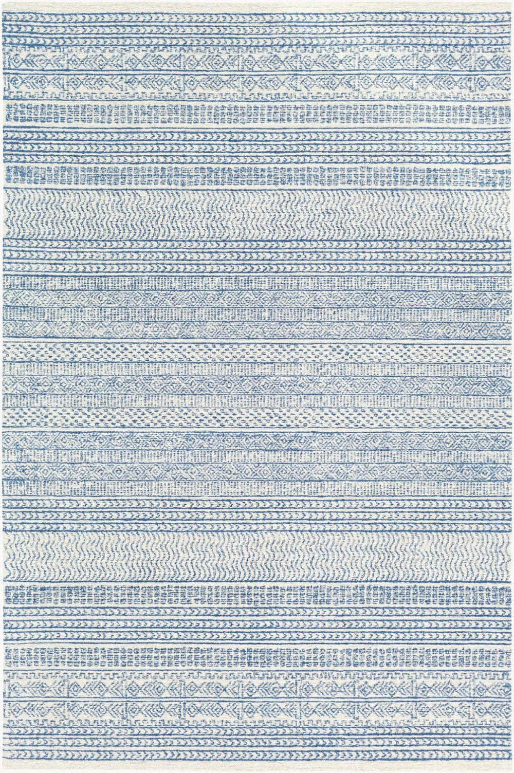 Livabliss Maroc Hand-tufted Wool Area Rug Global Pattern Low Pile Living Room Floor Accent Dark Blue, Oatm 8' x 8' Square MAR2304-8SQ