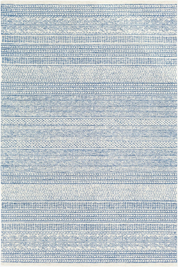 Livabliss Maroc Hand-tufted Wool Area Rug Global Pattern Low Pile Living Room Floor Accent Dark Blue, Oatm 8' x 8' Square MAR2304-8SQ