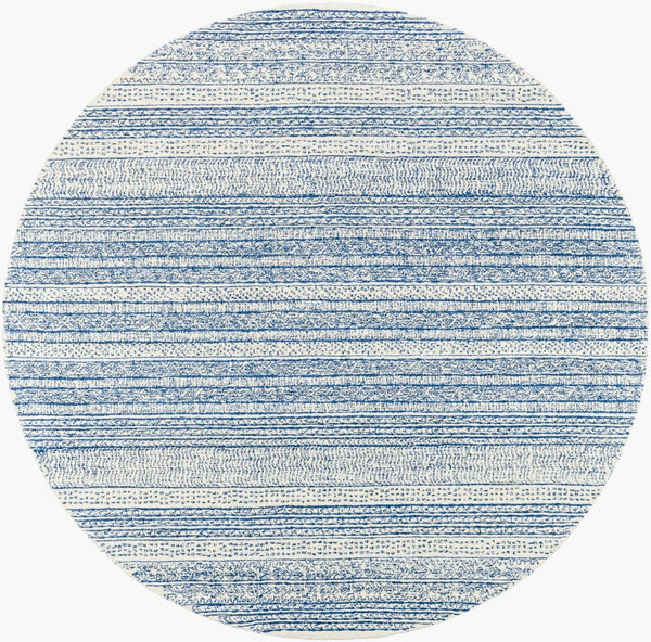 Livabliss Maroc Hand-tufted Wool Area Rug Global Pattern Low Pile Living Room Floor Accent Dark Blue, Oatm 8' x 8' Round MAR2304-8RD