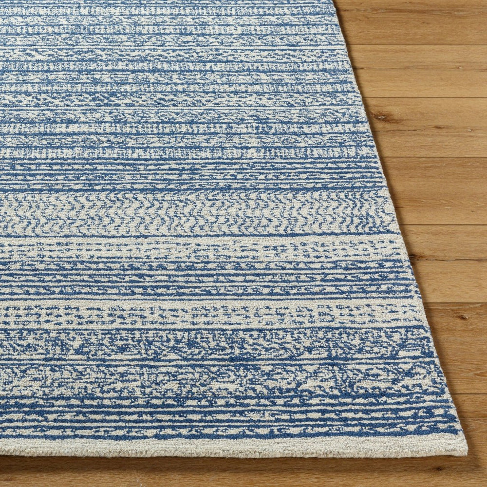 Livabliss Maroc Hand-tufted Wool Area Rug Global Pattern Low Pile Living Room Floor Accent Dark Blue, Oatm 8' x 8' Square MAR2304-8SQ