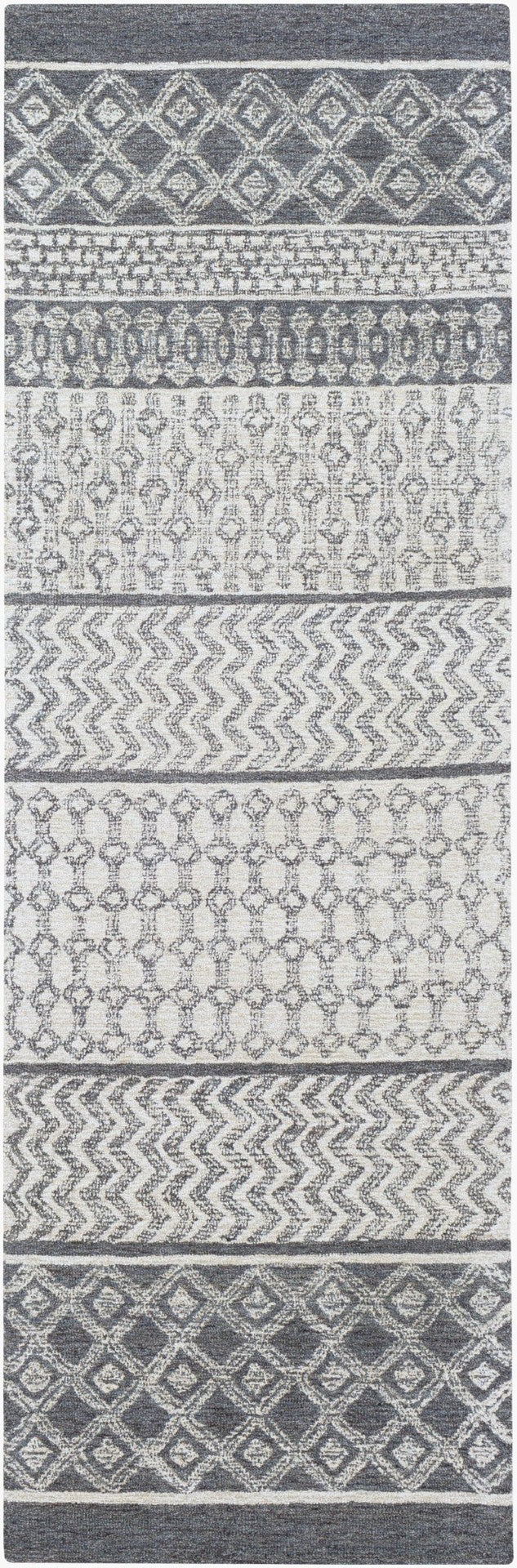 Livabliss Maroc Hand-tufted Wool Accent Rug with Global Geometric Pattern for Entryways Light Beige, Oa 2'6" x 8' MAR2305-268