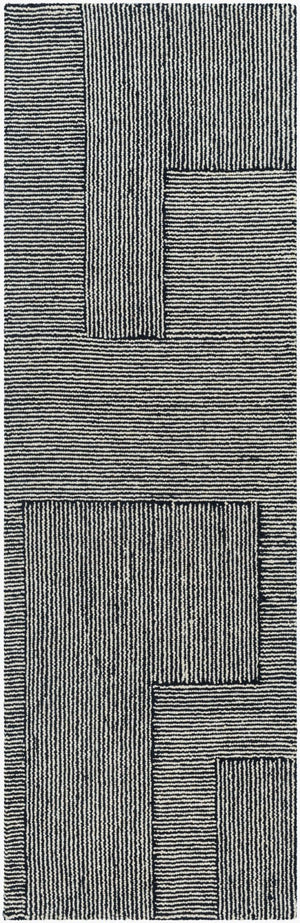Livabliss Maroc Hand Tufted Wool Area Rug Global Pattern Low Pile for Living Room Spaces Black, Cream 2'6" x 8' MAR2320-268