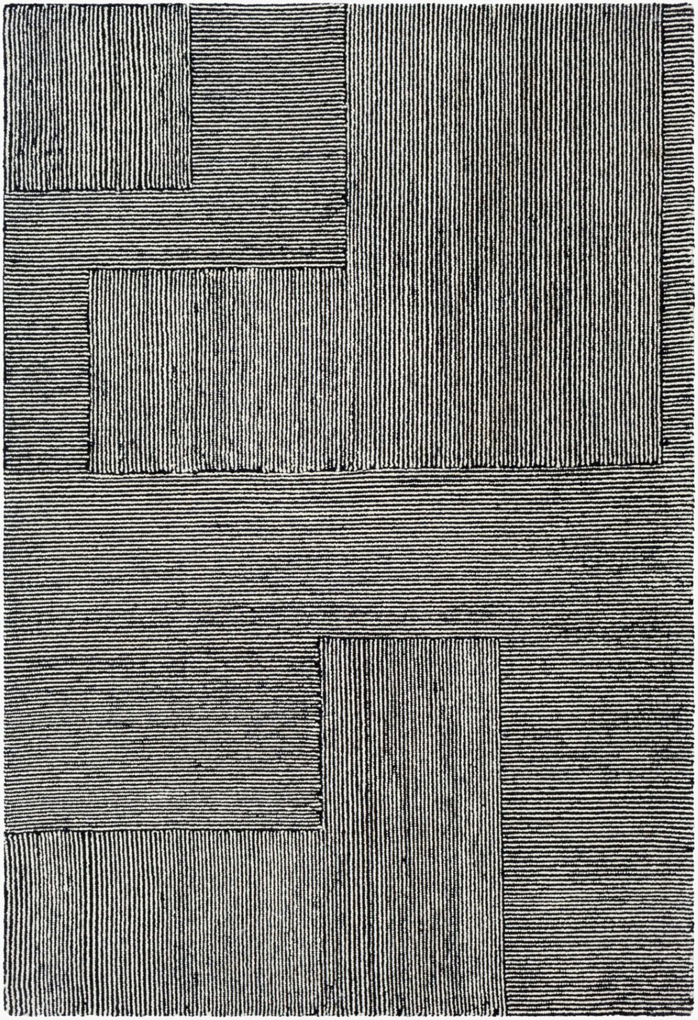 Livabliss Maroc Hand Tufted Wool Area Rug Global Pattern Low Pile for Living Room Spaces Black, Cream 8'10" x 12' MAR2320-81012