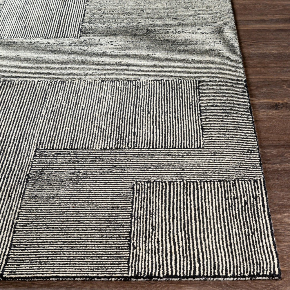 Livabliss Maroc Hand Tufted Wool Area Rug Global Pattern Low Pile for Living Room Spaces Black, Cream 8'10" x 12' MAR2320-81012