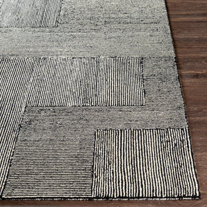 Livabliss Maroc Hand Tufted Wool Area Rug Global Pattern Low Pile for Living Room Spaces Black, Cream 8'10" x 12' MAR2320-81012