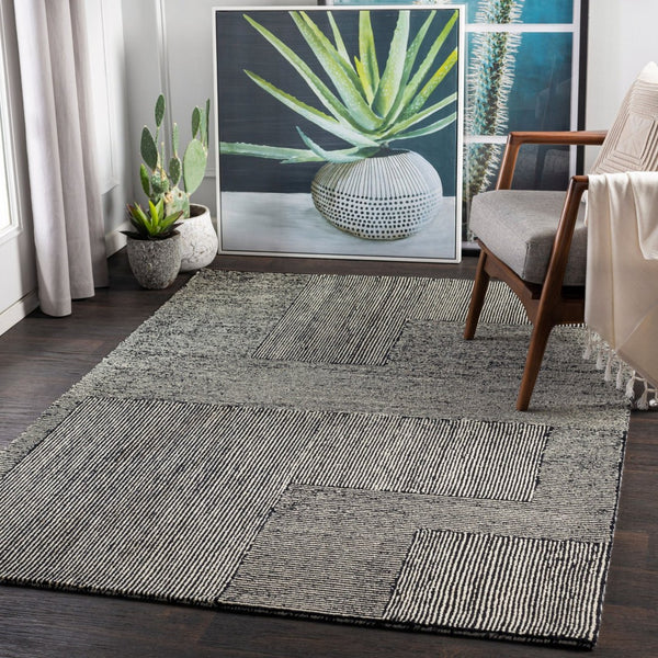 Livabliss Maroc Hand Tufted Wool Area Rug Global Pattern Low Pile for Living Room Spaces Black, Cream 8'10" x 12' MAR2320-81012