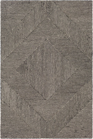 Livabliss Maroc Hand Tufted Wool Geometric Accent Rug for Entryways Bedrooms Low Pile India Cream, Black 8'10" x 12' MAR2321-81012