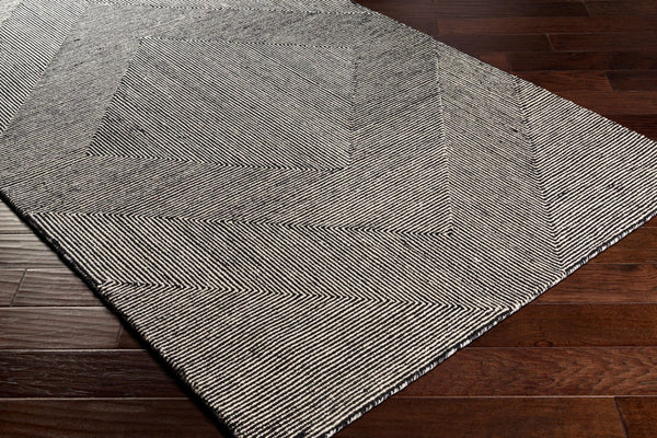 Livabliss Maroc Hand Tufted Wool Geometric Accent Rug for Entryways Bedrooms Low Pile India Cream, Black 8' x 10' MAR2321-810