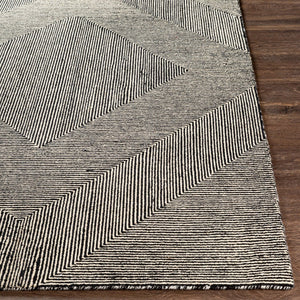 Livabliss Maroc Hand Tufted Wool Geometric Accent Rug for Entryways Bedrooms Low Pile India Cream, Black 8' x 10' MAR2321-810