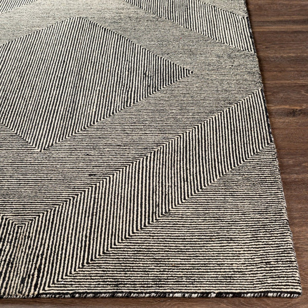 Livabliss Maroc Hand Tufted Wool Geometric Accent Rug for Entryways Bedrooms Low Pile India Cream, Black 8' x 10' MAR2321-810