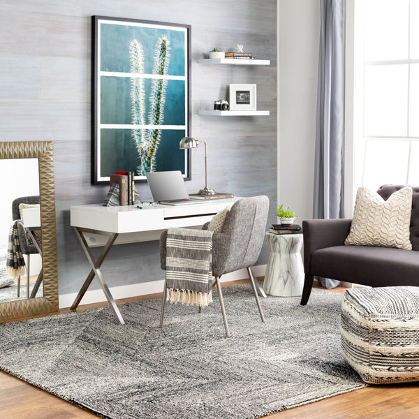 Livabliss Maroc Hand Tufted Wool Geometric Accent Rug for Entryways Bedrooms Low Pile India Cream, Black 8' x 10' MAR2321-810