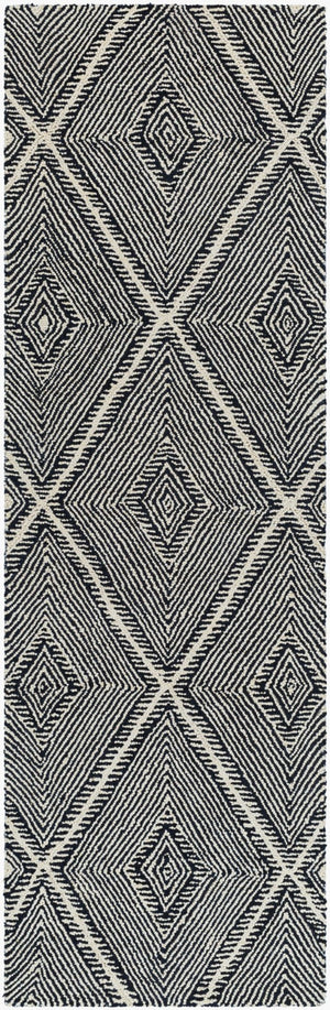 Livabliss Maroc Hand-tufted Wool Area Rug Global Motif for Living Room Bohemian Decor Black, Cream 2'6" x 8' MAR2322-268