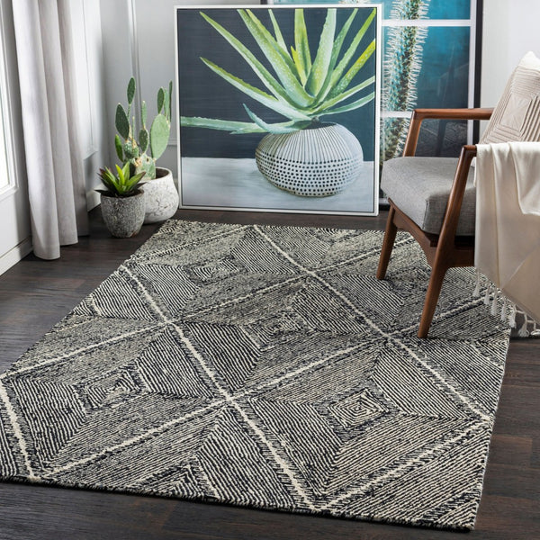 Livabliss Maroc Hand-tufted Wool Area Rug Global Motif for Living Room Bohemian Decor Black, Cream 8' x 10' MAR2322-810