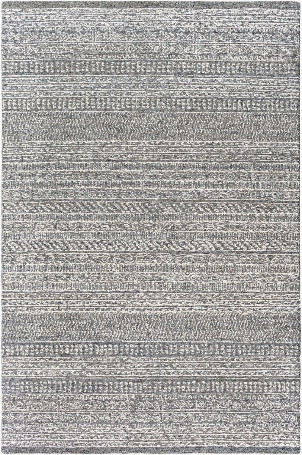 Livabliss Maroc Hand Tufted Wool Accent Rug Global Inspired Low Pile for Entryway or Bath Charcoal, Cream 9' x 12' MAR2327-912
