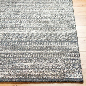 Livabliss Maroc Hand Tufted Wool Accent Rug Global Inspired Low Pile for Entryway or Bath Charcoal, Cream 9' x 12' MAR2327-912