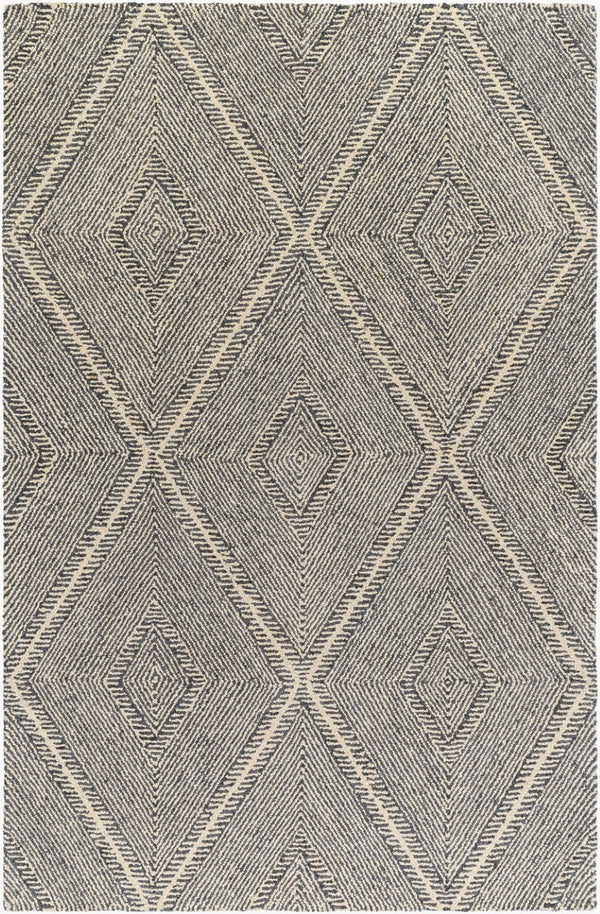 Livabliss Maroc Handtufted Wool Accent Rug Global Geometric Pattern for Entryway or Bedroom Charcoal, Cream 2' x 3' MAR2331-23