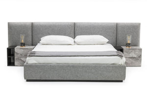 VIG Furniture Maranello Eastern King Grey Bed – Modern Upholstered Platform With Grey Wash Base, Plush Support VGMAMQT-S25-BR-121-GRY-BED-EK