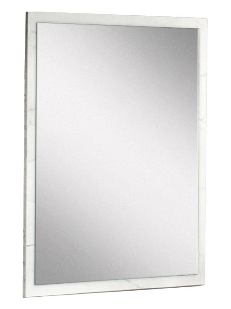 VIG Furniture Marbella Italian-Made White Marble Vanity Mirror, Vertical Framed Design, Lightweight Faux Marble VGACMARBELLA-MIR
