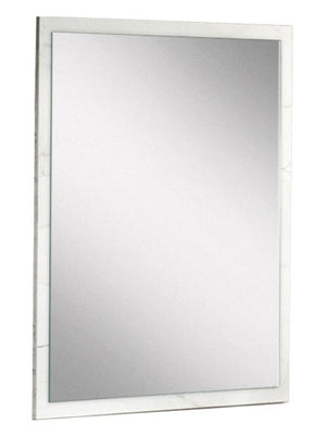 VIG Furniture Marbella Italian-Made White Marble Vanity Mirror, Vertical Framed Design, Lightweight Faux Marble VGACMARBELLA-MIR