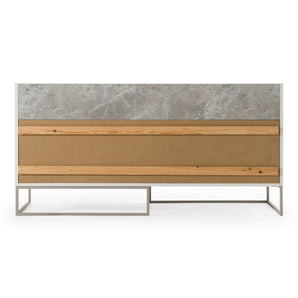 VIG Furniture Marbella Italian Modern Grey Marble Dresser With 6 Soft-Close Drawers, Champagne Steel Legs, 61" VGACMARBELLA-GRY-DRS
