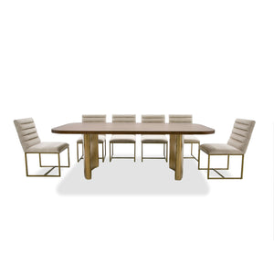 VIG Furniture Modrest Marjorie - Modern Walnut + Brushed Gold Rectangular Dining Table VGGMDT-1705-WAL