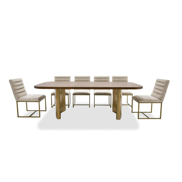 VIG Furniture Modrest Marjorie - Modern Walnut + Brushed Gold Rectangular Dining Table VGGMDT-1705-WAL