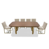 VIG Furniture Modrest Marjorie - Modern Walnut + Brushed Gold Rectangular Dining Table VGGMDT-1705-WAL